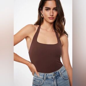 Dynamite Brown Halter Bodysuit